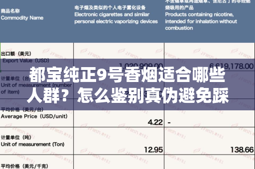 都宝纯正9号香烟适合哪些人群？怎么鉴别真伪避免踩坑？